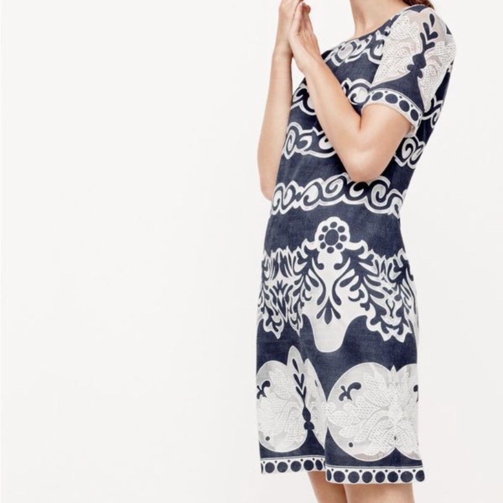 J Crew Ornate Lace Shift Dress